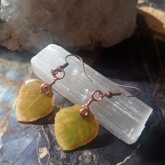 Colorado All Natural Small Aspen Leaf Copper Earrings - Picture 4 of 7